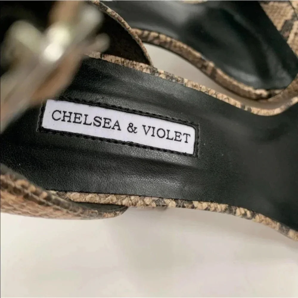 Chelsea & Violet Tara Snake Print Block Heel Sandal 6 NWT